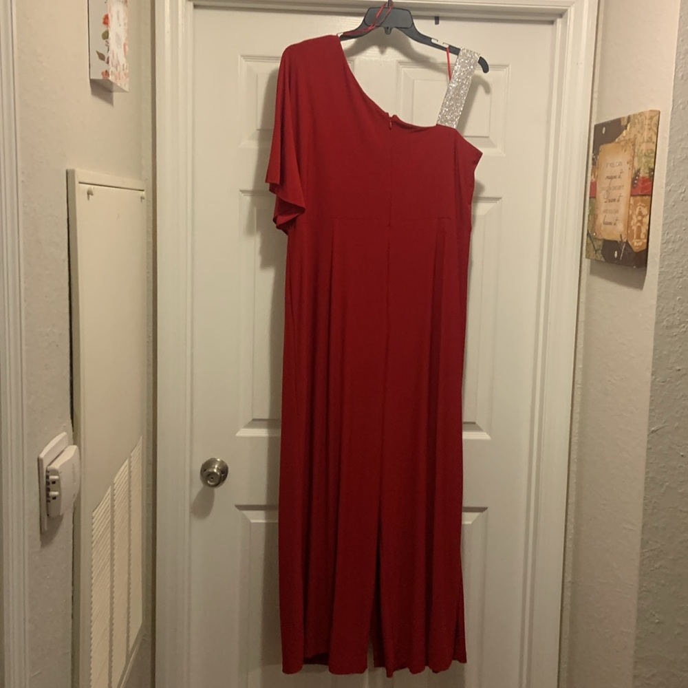 A formal jumpsuit with the sequence right shoulder strap. Brand is R&M Richards. - Picture 2 of 4
